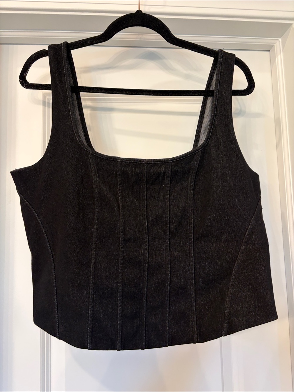 Express Black Structured Square-Neck Tank